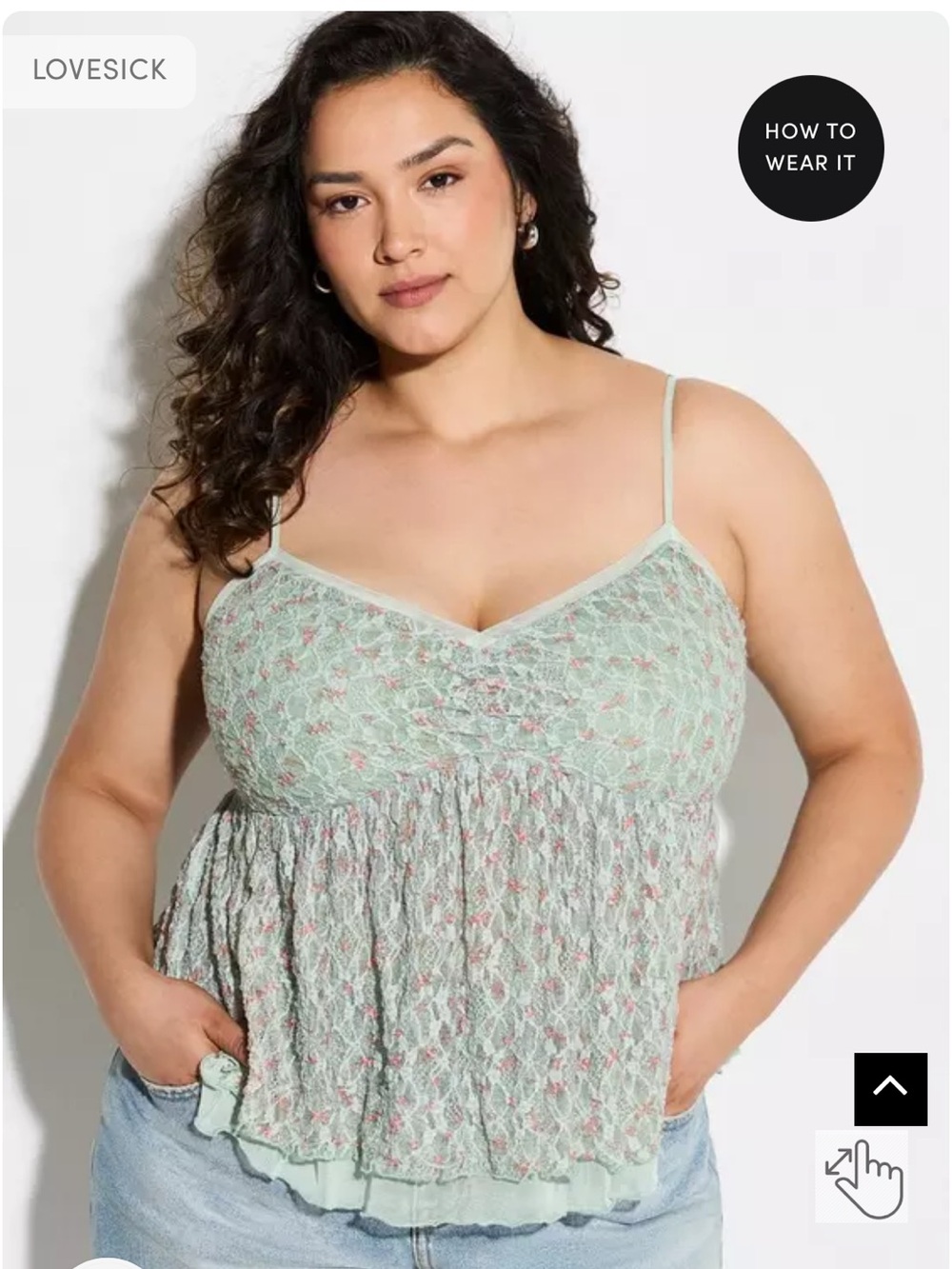 Lovesick Mint Green Floral Lace Babydoll Camisole